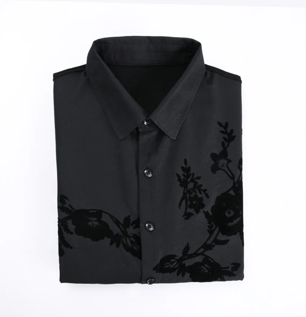 Newest Trendy Autumn & Spring Mens Floral Dress Long-Sleeved Flower Shirts