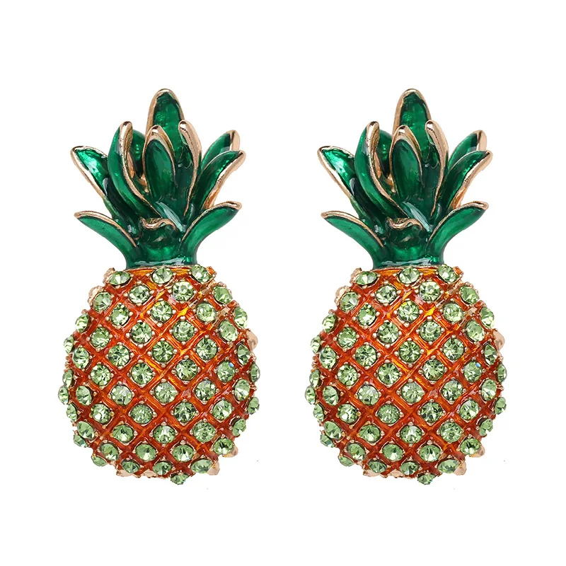 Bling серьги гвоздики Искусственный горный хрусталь для новинки женщин Мода Ананас