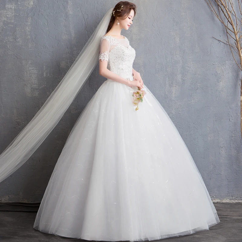 Женское свадебное платье meghan markle элегантное бальное с коротким рукавом и круглым