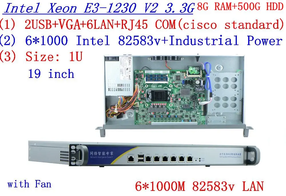 Маршрутизатор winbox 1U с шестью серверами intel PCI E 1000M 82583 в Gigabit LAN Inte Quad Core Xeon E3 1230 V2 3