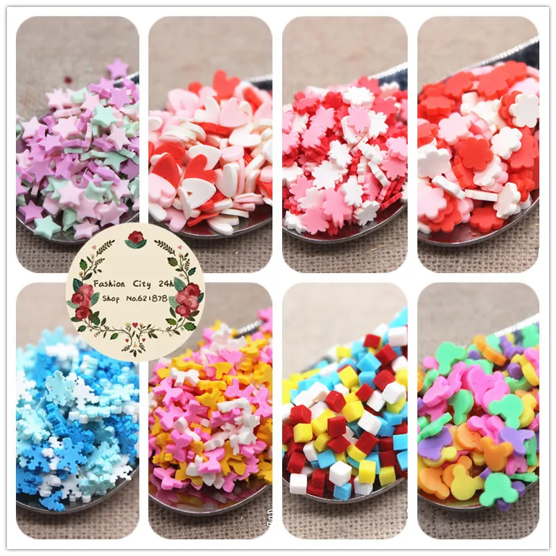 30g Polymer Clay Mix Colors Heart/Star/Flower/Bow/Snowflake/Round/Dice Slice/Granular DIY Nail Art Decoration Charm Craft
30g Polymer Clay Mix Colors Heart/Star/Flower/Bow/Snowflake/Round/Dice Slice/Granular DIY Nail Art Decoration Charm Craft