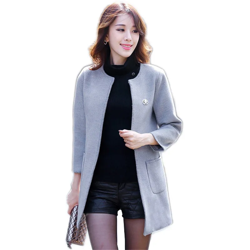 Spring Autumn Women's Outerwear 2018 New Round Neck Slim Wild Female Overcoat Mid-long Long sleeve Women's Woolen Jacket cw386
Spring Autumn Women's Outerwear 2018 New Round Neck Slim Wild Female Overcoat Mid-long Long sleeve Women's Woolen Jacket cw386