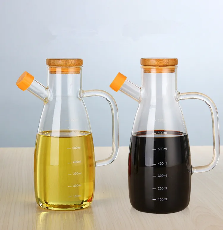 1PC 650ml Large Capacity Transparent Soy Sauce Vinegar Oil Pots High Borosilicate Glass Seasoning Bottles Kitchen Tools JO 1082 | Дом и сад