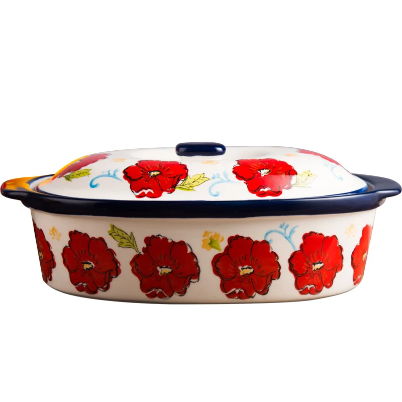 ANTOWALL Ceramic tableware red flower rice dish baking dish for oven household large soup pot binaural boiled fish plate
ANTOWALL Ceramic tableware red flower rice dish baking dish for oven household large soup pot binaural boiled fish plate