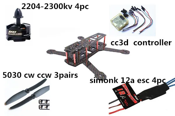 Набор для самостоятельной сборки мультикоптера RC QAV250, Emax MT2204, Бесколлекторный двигатель, Simonk 12A, ESC и CC3D
Набор для самостоятельной сборки мультикоптера RC QAV250, Emax MT2204, Бесколлекторный двигатель, Simonk 12A, ESC и CC3D