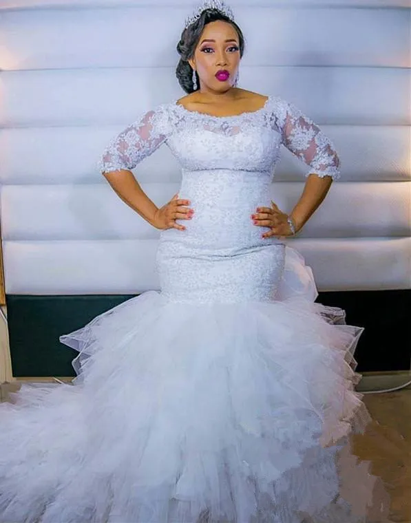 New Plus Size Half Sleeves Mermaid Wedding Dresses 2022 Sweep Train Lace Vestido De Noiva African Bridal Dresses
New Plus Size Half Sleeves Mermaid Wedding Dresses 2022 Sweep Train Lace Vestido De Noiva African Bridal Dresses