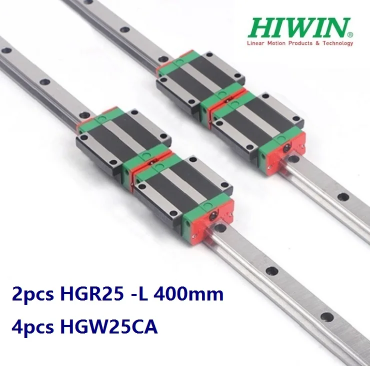 

Оригинальная направляющая Hiwin HGR25 -L 400 мм, 2 шт., линейная направляющая + фланцевые блоки HGW25CA HGW25CC для фрезерного станка с ЧПУ, 4 шт.