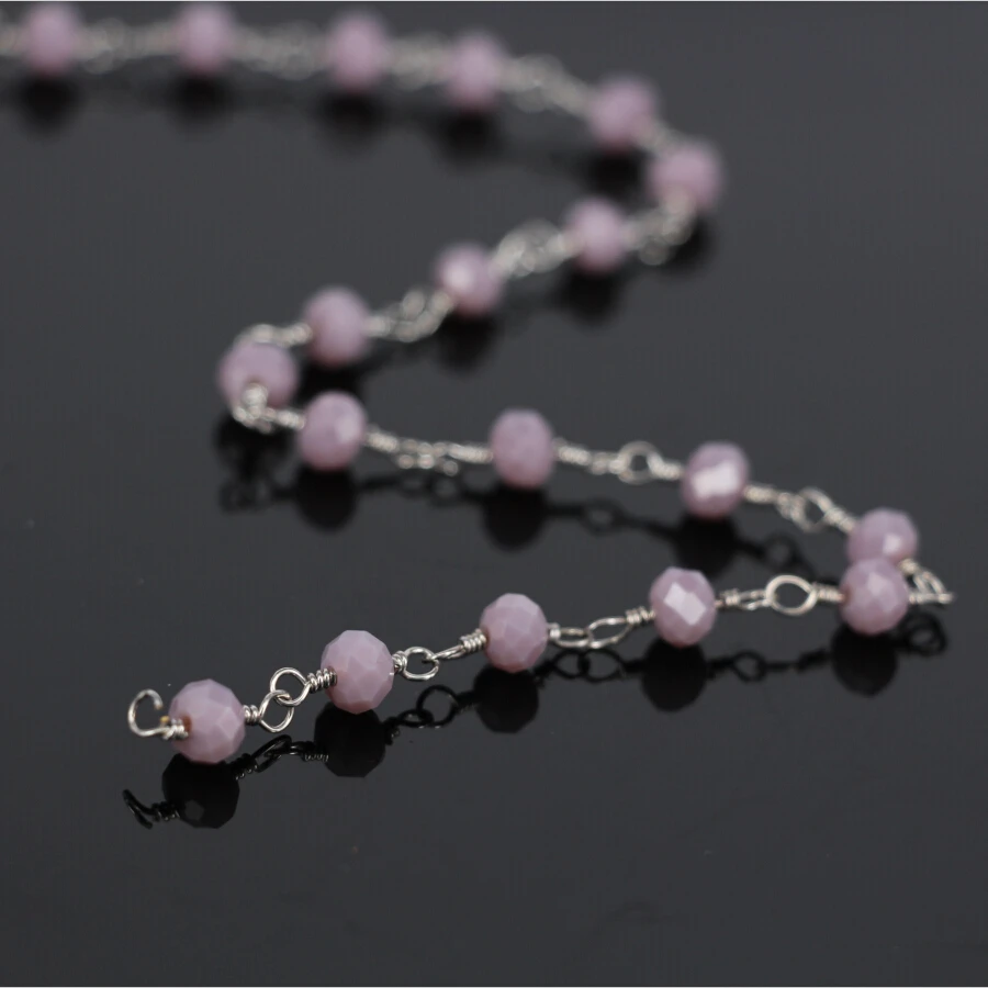 5Meter,Glass Faceted Rondelle Wire Wrapped Beaded Silver Chain,Light purple Glass Beads Rosary Chain Necklace Jewelry Findings
5Meter,Glass Faceted Rondelle Wire Wrapped Beaded Silver Chain,Light purple Glass Beads Rosary Chain Necklace Jewelry Findings