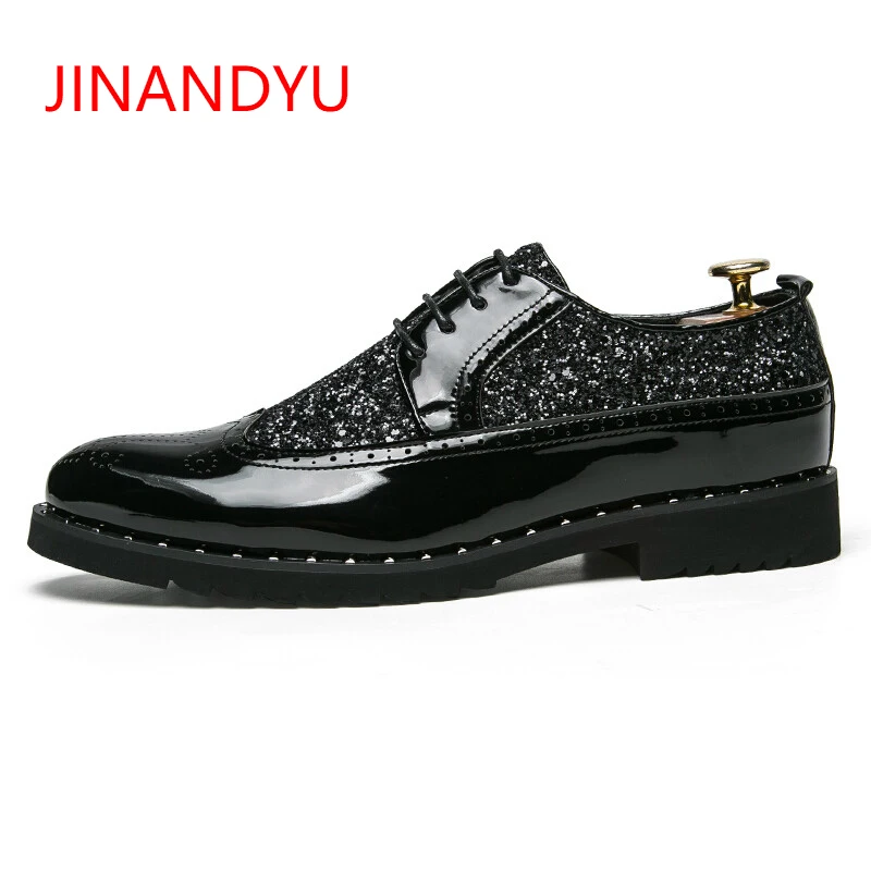 Height Increase Leather Shoes Men JINANDYU Brand Patent Leather Shiny Wedding Gold Brogue Oxford Elevator Shoes for Men
Height Increase Leather Shoes Men JINANDYU Brand Patent Leather Shiny Wedding Gold Brogue Oxford Elevator Shoes for Men