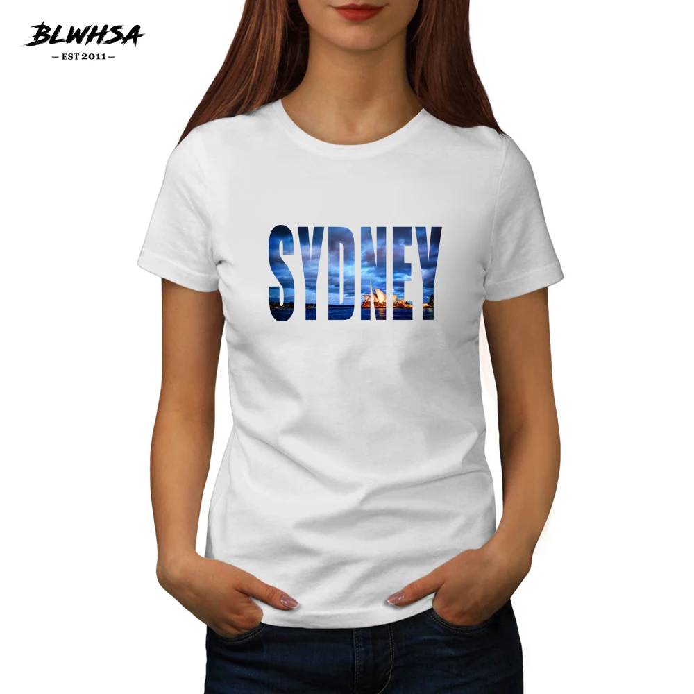 BLWHSA New Sydney Printed T Shirt Women Australia City Sydney Letter Printing T Shirts Cotton SummerFemale T-Shirt For Women
BLWHSA New Sydney Printed T Shirt Women Australia City Sydney Letter Printing T Shirts Cotton SummerFemale T-Shirt For Women