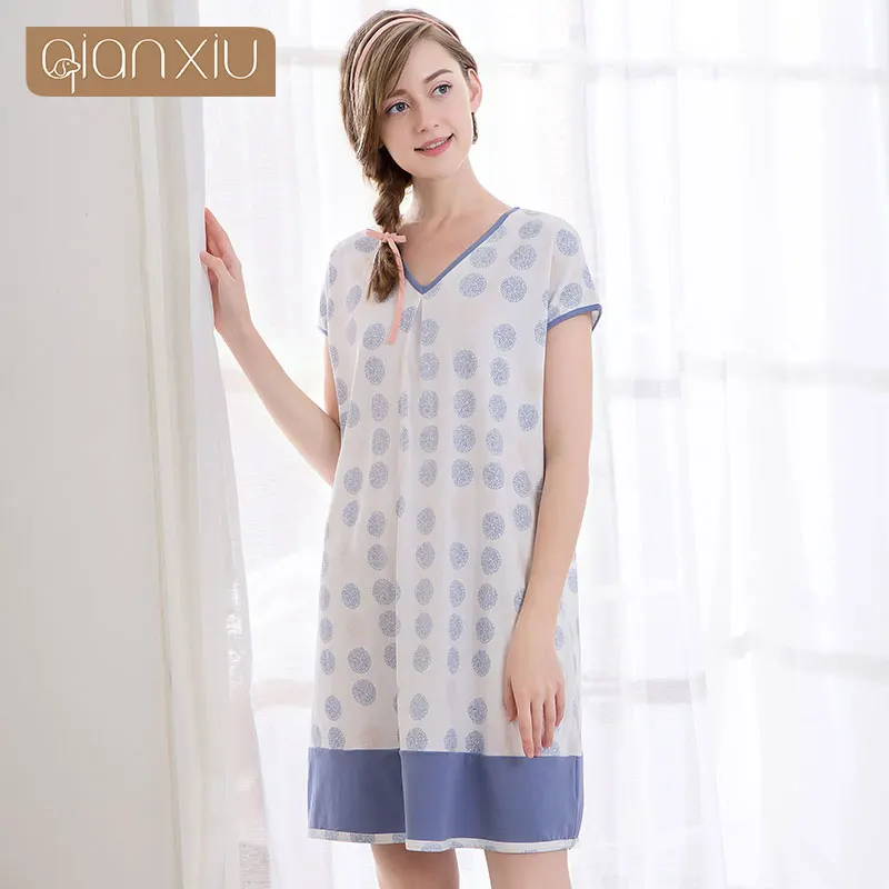 Summer Women's Short Sleeve Nightdress Print V-Neck Simple Women's Nightdress Home Clothes Casual Wear Sleeping Dress
Summer Women's Short Sleeve Nightdress Print V-Neck Simple Women's Nightdress Home Clothes Casual Wear Sleeping Dress