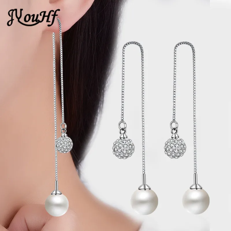 JYouHF Fashion Long Crystal Pearl Balls Pendant Earrings for Women Luxury Simple Double Balls Hanging Ear Wire Women Jewelry
JYouHF Fashion Long Crystal Pearl Balls Pendant Earrings for Women Luxury Simple Double Balls Hanging Ear Wire Women Jewelry