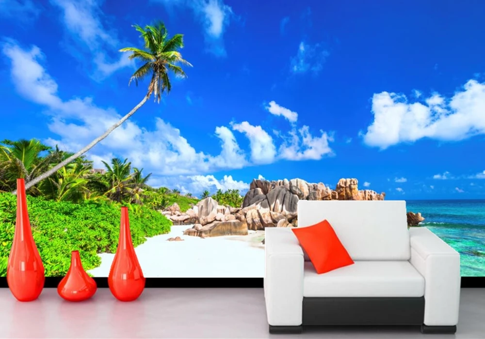 Пейзаж Небо тропики побережье море пляж природа фото обои гостиная ТВ стена