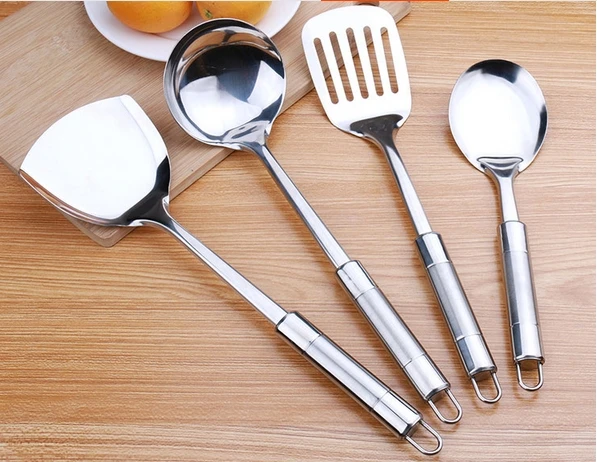 

4pcs Per Set Stainless Steel Kitchen Tools With Rice Spoon Spatula Soup Ladle Slice Free Shipping