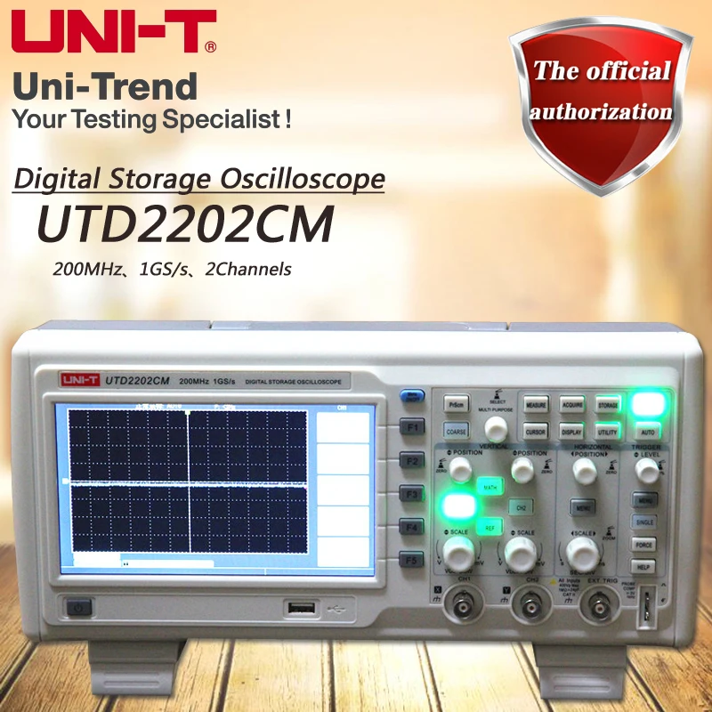 UNI-T UTD2202CM Dual Channel Digital Storage Oscilloscope 200MHz Bandwidth 1GS/s Sample Rate 7 "Color Screen
UNI-T UTD2202CM Dual Channel Digital Storage Oscilloscope 200MHz Bandwidth 1GS/s Sample Rate 7 "Color Screen