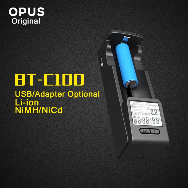 Оригинальное умное зарядное устройство Opus с ЖК дисплеем для li ion NiMh AA AAA C D 26650 18650