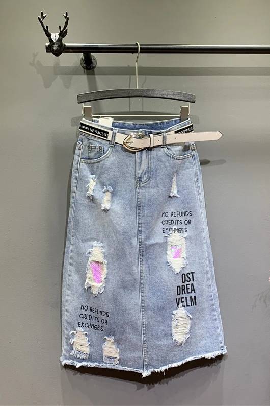 2019 Women Skirt Hole Mid-Calf Length A-Line Solid Cotton Denim Empire Waist Preppy Style Summer 2019
2019 Women Skirt Hole Mid-Calf Length A-Line Solid Cotton Denim Empire Waist Preppy Style Summer 2019