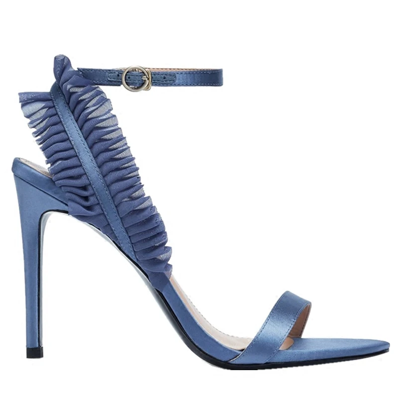 Women High Heel Peep Toe Lace Sandals Satin Ruffles Stiletto Heel Elegant Sweet Buckle Strap Banquet Shoes
Women High Heel Peep Toe Lace Sandals Satin Ruffles Stiletto Heel Elegant Sweet Buckle Strap Banquet Shoes
