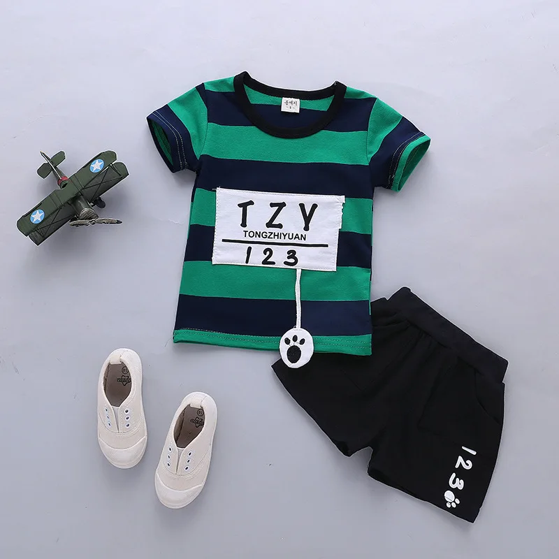 Summer Boy Stripe T-shirt Shorts 2 Pcs Suits Baby Boys Cotton Clothes Sets Boys Print T Shirts Kids Comfortable Sets Clothing
Summer Boy Stripe T-shirt Shorts 2 Pcs Suits Baby Boys Cotton Clothes Sets Boys Print T Shirts Kids Comfortable Sets Clothing