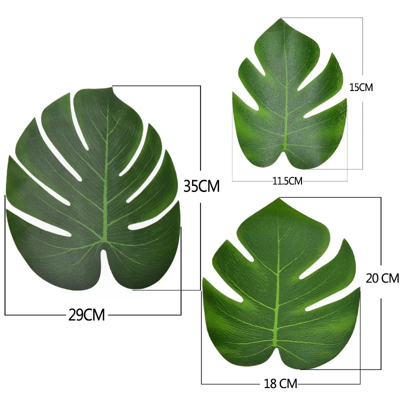 Искусственные зеленые листья монстеры Пальмовые Листья для Гавайских Луау