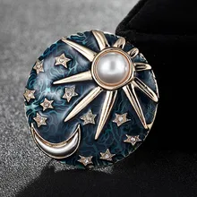 12pcs/lot Selling cheap Price Mens brooch Sun Star Moon brooch men s suits chests collar women s Enamel Hijab Accessory
