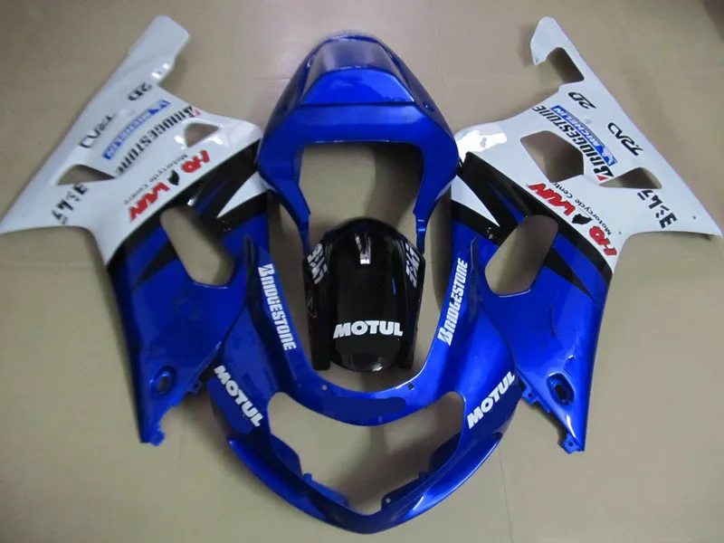 Комплект обтекателей для мотоцикла GSXR600 750 K1 01 02 03 GSXR 600 GSXR750 2001 2002 2003 ABS белые синие