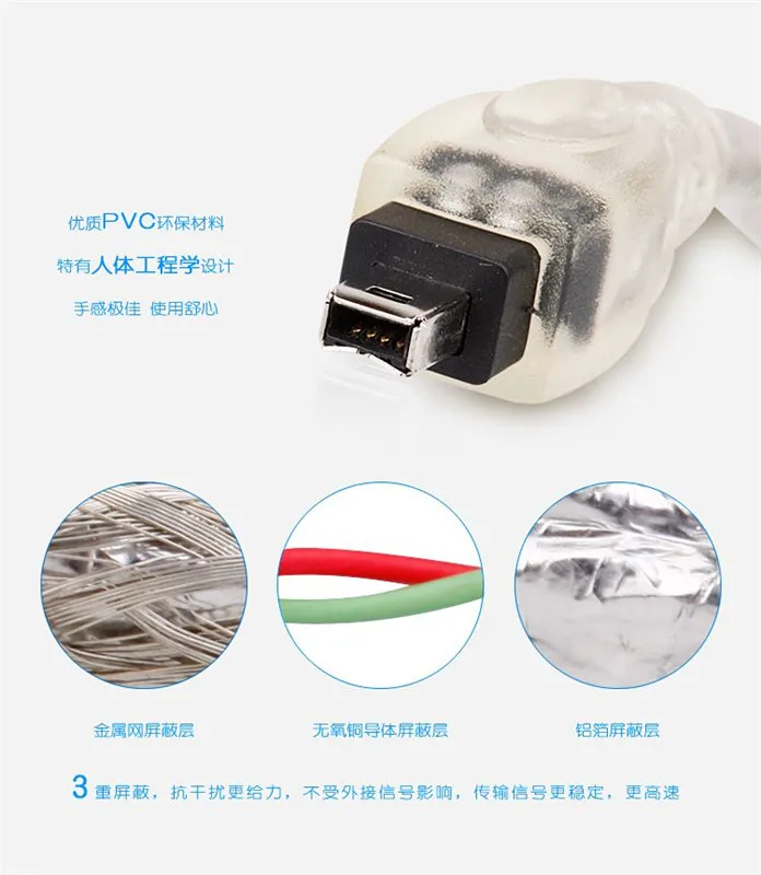 5FT 1394 CABLE 4P 4 Pin to 4 Pin IEEE 1394 for iLink Adapter Cable 4Pin To Firewire cy 150cm
5FT 1394 CABLE 4P 4 Pin to 4 Pin IEEE 1394 for iLink Adapter Cable 4Pin To Firewire cy 150cm