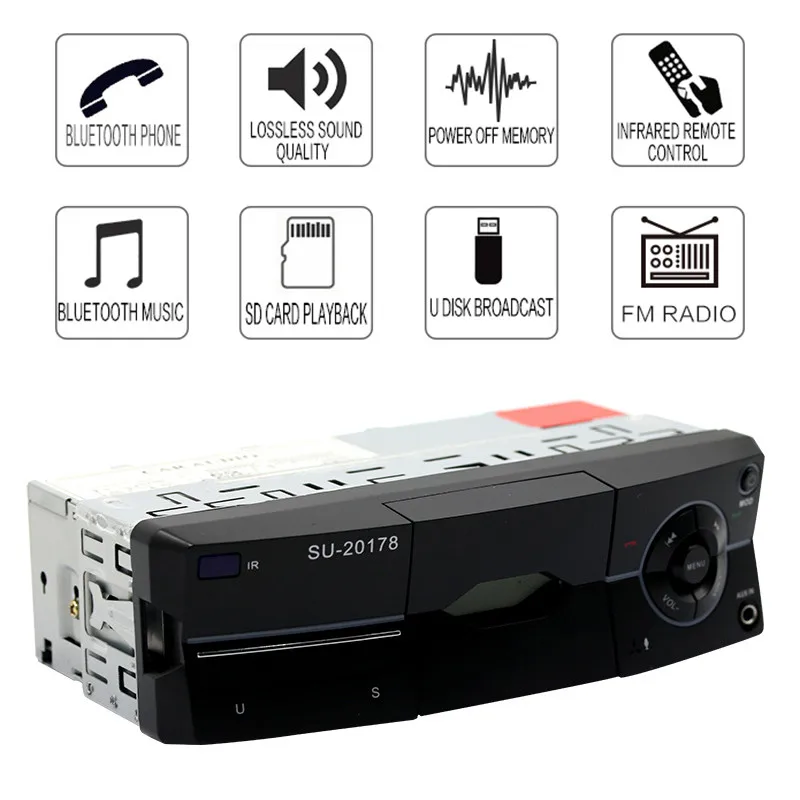 Автомобильный аудиоплеер, 1 Din, цифровой mp3-плеер, Bluetooth, стерео радио, FM, AUX, громкая связь, с подставкой для телефона
Автомобильный аудиоплеер, 1 Din, цифровой mp3-плеер, Bluetooth, стерео радио, FM, AUX, громкая связь, с подставкой для телефона