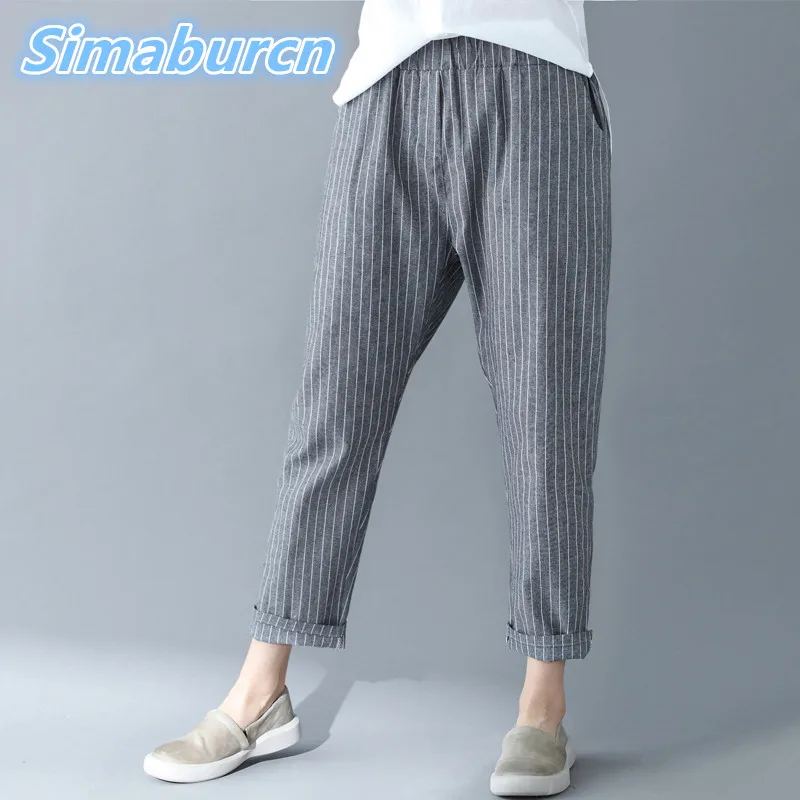 2018 Women Casual Harem Pants Summer Cotton Linen Elastic Waist Loose Ladies Office Lady Striped Printed Trousers Lagre Size 4XL
2018 Women Casual Harem Pants Summer Cotton Linen Elastic Waist Loose Ladies Office Lady Striped Printed Trousers Lagre Size 4XL