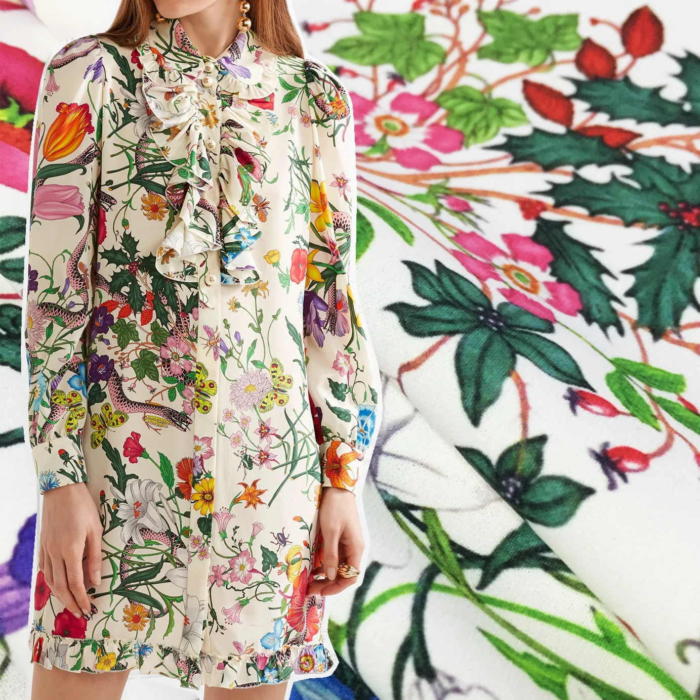 Spring and summer hot sale flower type hand-painted flower snake printing series manufacturers woven shirt base printing fabric
Spring and summer hot sale flower type hand-painted flower snake printing series manufacturers woven shirt base printing fabric