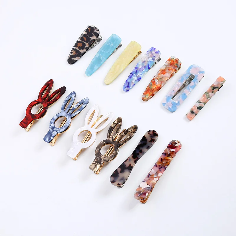 Personality Rabbit Ears Hair Pins Acrylic Duck Clip Pupils Barrette For Grace Women Fashion Jewelry Drop Shipping | Украшения и