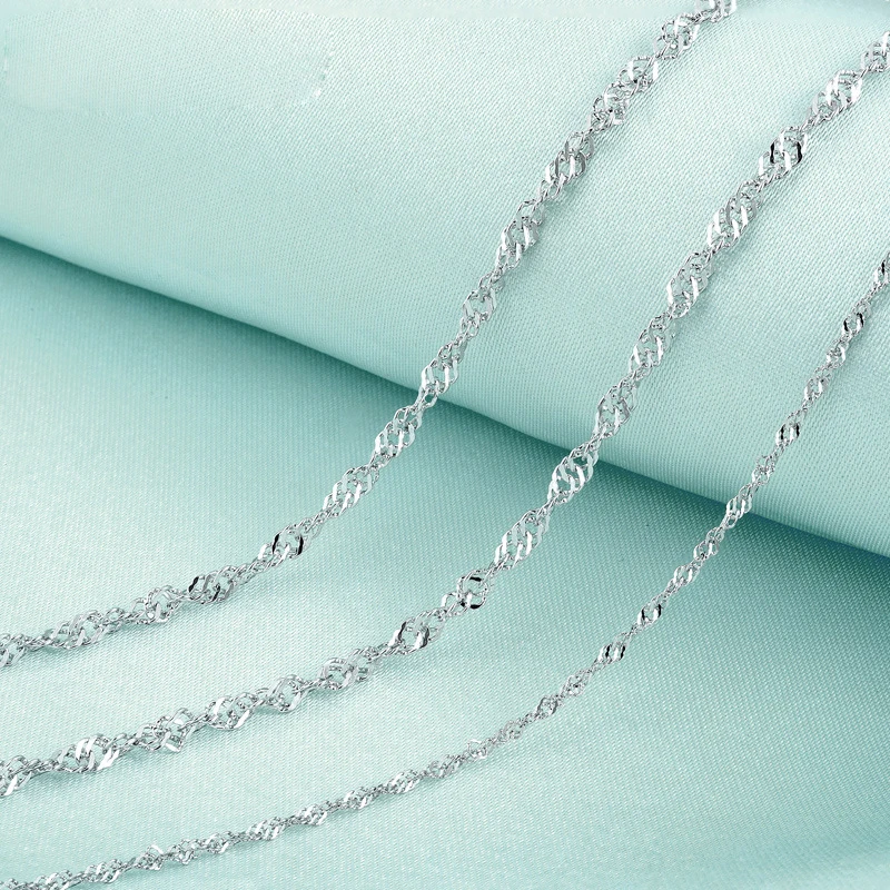 DOYUBO High Quality Lady 925 Sterling Silver 2.5m Width Water-Wave Necklaces 40cm/45cm/40+5cm Length Solid Silver Chains VG016
DOYUBO High Quality Lady 925 Sterling Silver 2.5m Width Water-Wave Necklaces 40cm/45cm/40+5cm Length Solid Silver Chains VG016