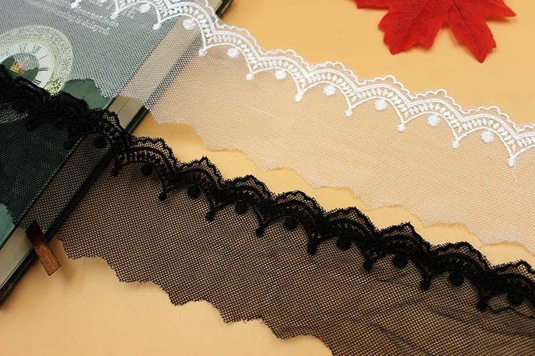 

Кружевная отделка 20 ярдов цвета слоновой кости черный марля сетчатый тюль вышитые ленты кружевная ткань лента для одежды платье 6,5 см 2,55 "Ши...