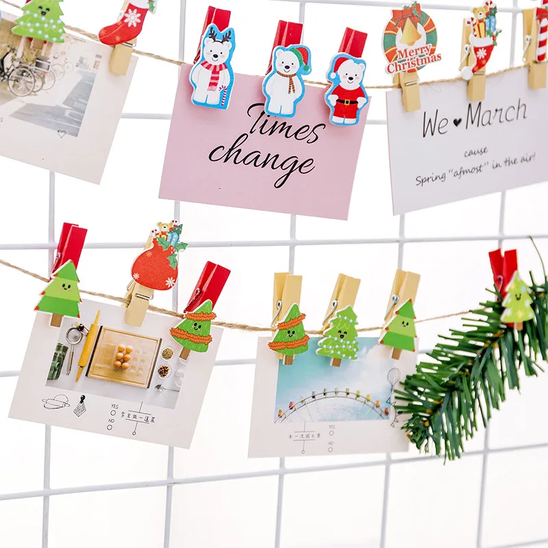 10pcs/lot Cute Cartoon Christmas Wood Clip Photo Clip Paper Craft DIY Clips with Hemp Rope DIY Kawaii Stationary Paper
10pcs/lot Cute Cartoon Christmas Wood Clip Photo Clip Paper Craft DIY Clips with Hemp Rope DIY Kawaii Stationary Paper