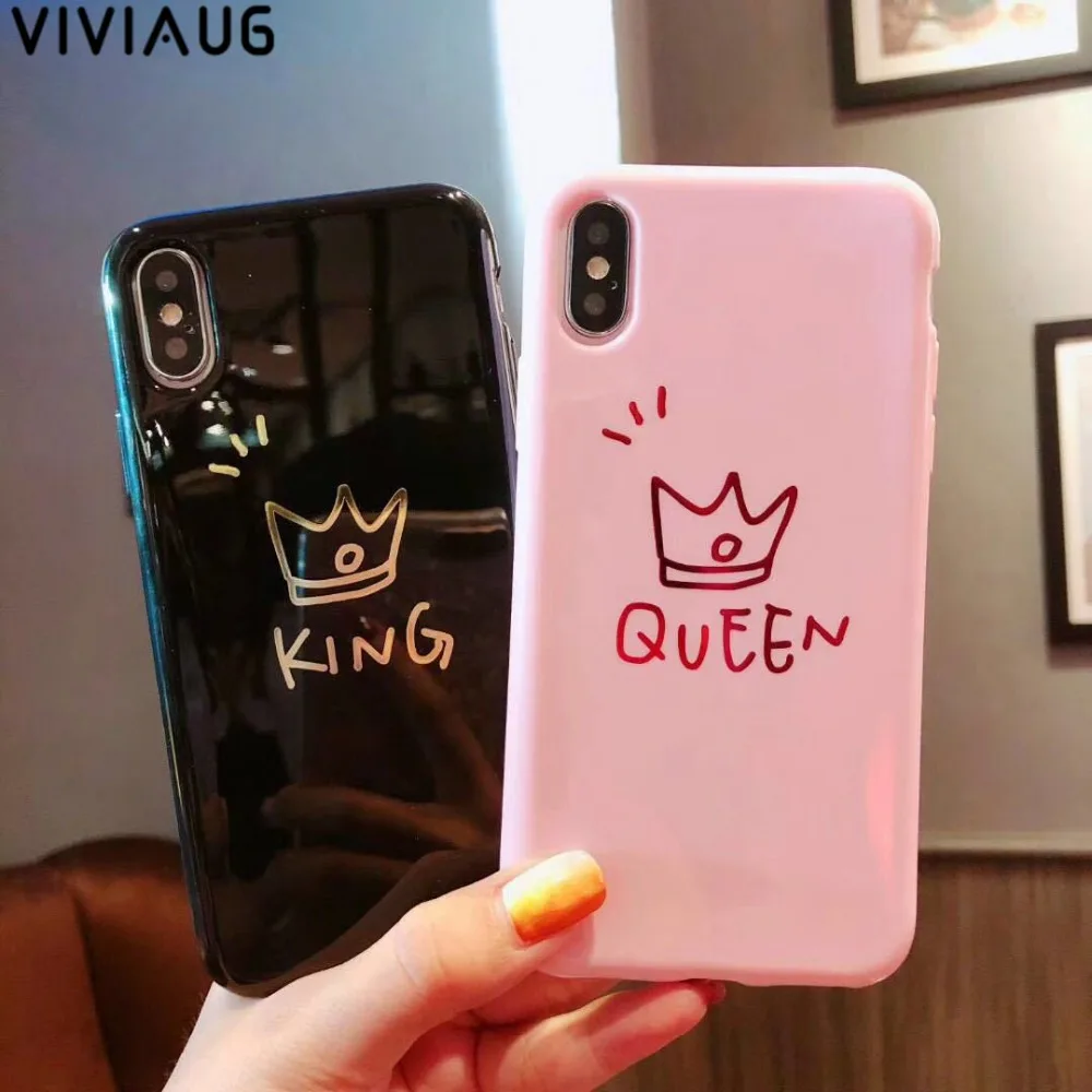 VIVIAUG глянцевый Корона чехол для телефона iPhone 6 6s плюс письмо KING задняя крышка