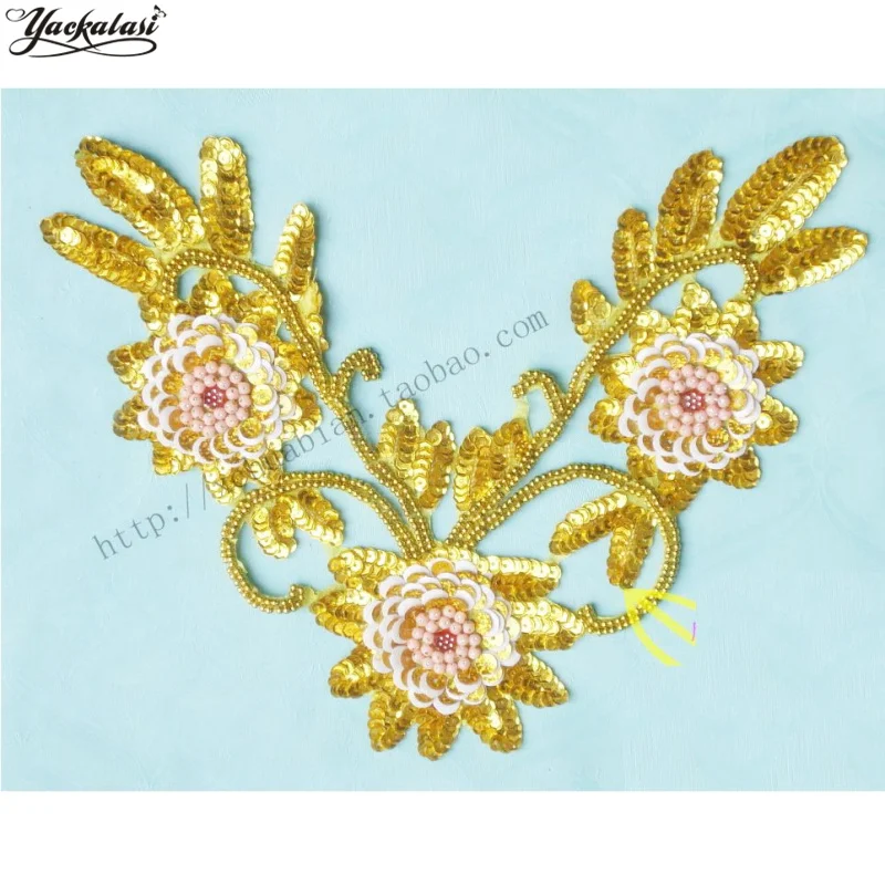 YACKALASI 10 Pcs/Lot Sequined Applique 3D Flower Beaded Trims Collar Gold and Silver 26-30cm
YACKALASI 10 Pcs/Lot Sequined Applique 3D Flower Beaded Trims Collar Gold and Silver 26-30cm