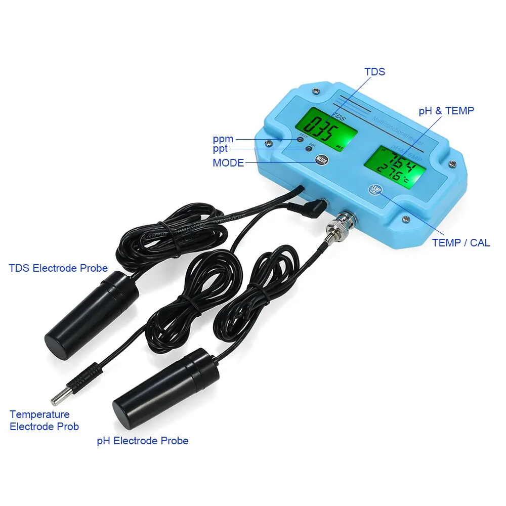 Professional 3 in 1 pH/TDS/TEMP Meter Digital LCD Tri-Meter Multi-function Water Quality Monitor Detector Multiparameter Tester
Professional 3 in 1 pH/TDS/TEMP Meter Digital LCD Tri-Meter Multi-function Water Quality Monitor Detector Multiparameter Tester