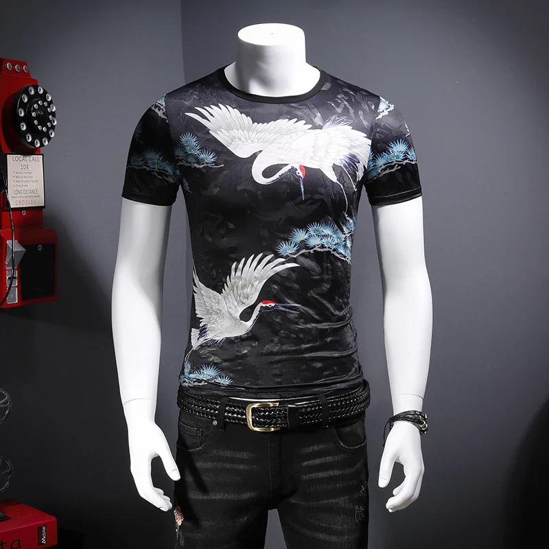 Chinese style crane pattern 3d printing luxury short sleeve t shirt Summer 2018 high-quality tencel soft comfortable t shirt men
Chinese style crane pattern 3d printing luxury short sleeve t shirt Summer 2018 high-quality tencel soft comfortable t shirt men