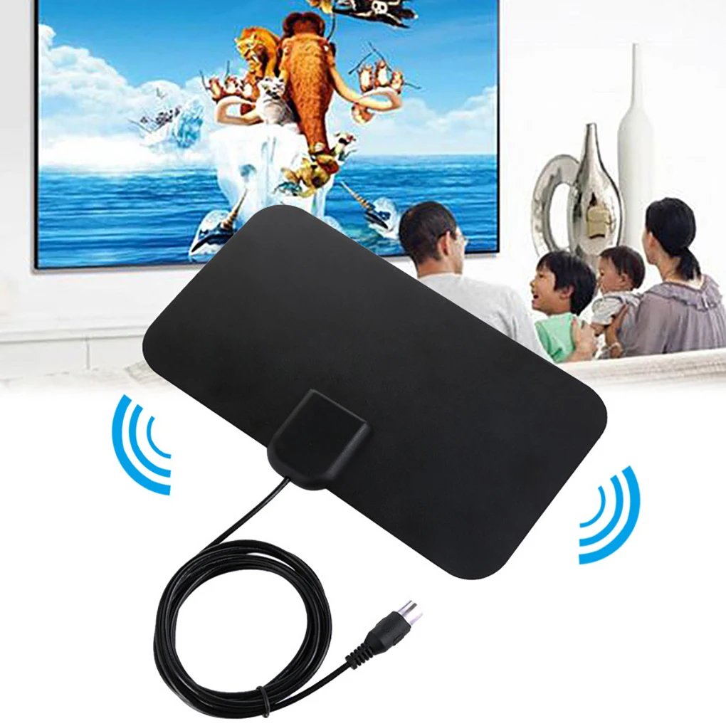 

HDTV001 50 Miles 1080P HD Digital TV Indoor Antenna Receiver TV Male Connectors VHF UHF 25dB Gain Booster HDTV Antenna Aerial