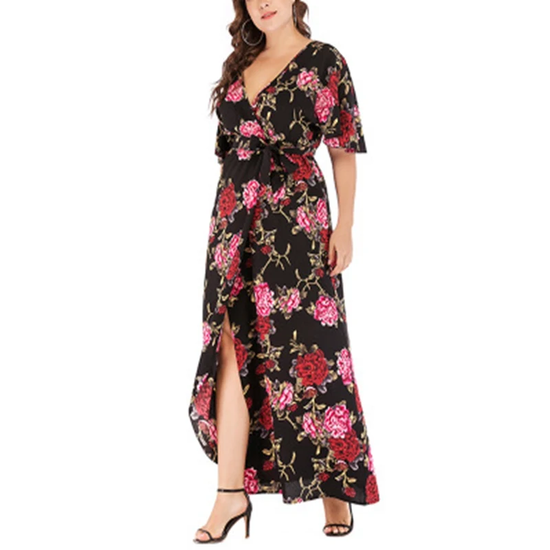 Summer New Large Size Dress 4XL-8XL Bust 136CM Ladies Sexy Deep V-Neck Beach Dress Short Sleeve Belt Wrap Long Dress
Summer New Large Size Dress 4XL-8XL Bust 136CM Ladies Sexy Deep V-Neck Beach Dress Short Sleeve Belt Wrap Long Dress