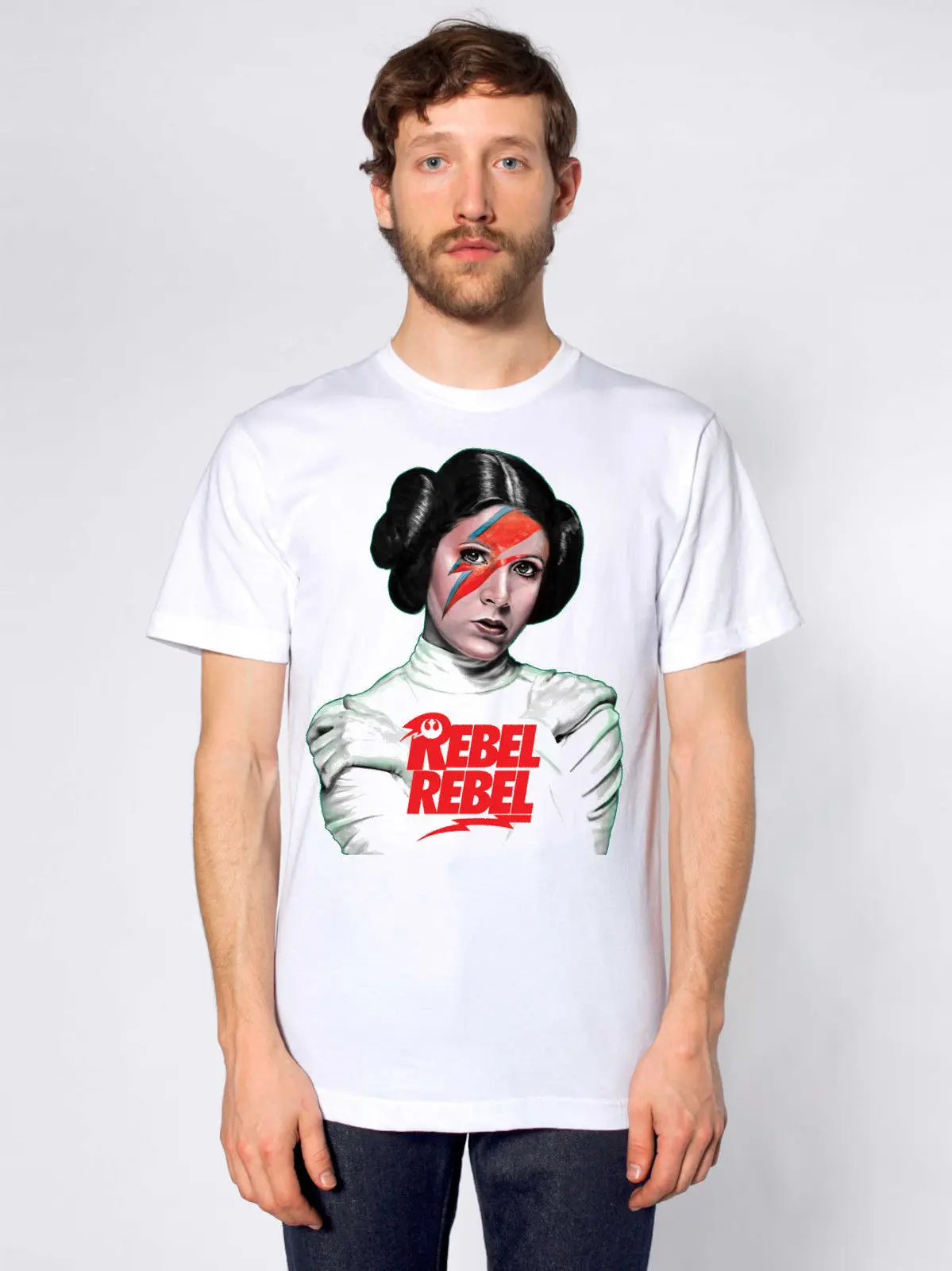 Футболка принцессы Leia Rebel David Bowie Звездные войны Кэрри Фишер бесплатная доставка