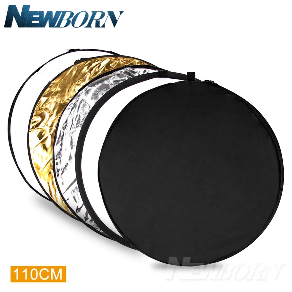 42" Reflector 110cm 5in1 Portable Collapsible Light Round Photography Reflector for Studio Golden/silver/white/black/translucet
42" Reflector 110cm 5in1 Portable Collapsible Light Round Photography Reflector for Studio Golden/silver/white/black/translucet