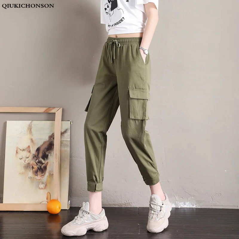Qiukichonson High Waist Casual Loose Joggers Women Cargo Pants 2019 Spring New Fashion Harem Pants Pockets Black Capris Trousers
Qiukichonson High Waist Casual Loose Joggers Women Cargo Pants 2019 Spring New Fashion Harem Pants Pockets Black Capris Trousers