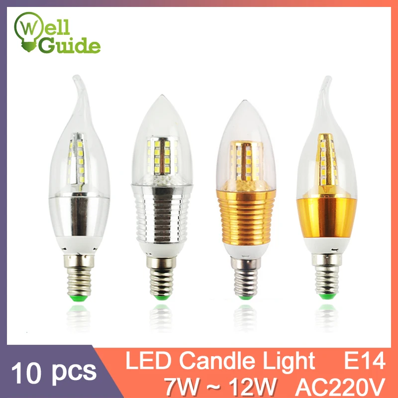10Pcs LED Bulb E14 Aluminum Golden Light AC220V Led Lamp Cool WarmWhite LED Candle Bulb 9W 12W Lampada Bombillas Lumiere Lampara
10Pcs LED Bulb E14 Aluminum Golden Light AC220V Led Lamp Cool WarmWhite LED Candle Bulb 9W 12W Lampada Bombillas Lumiere Lampara