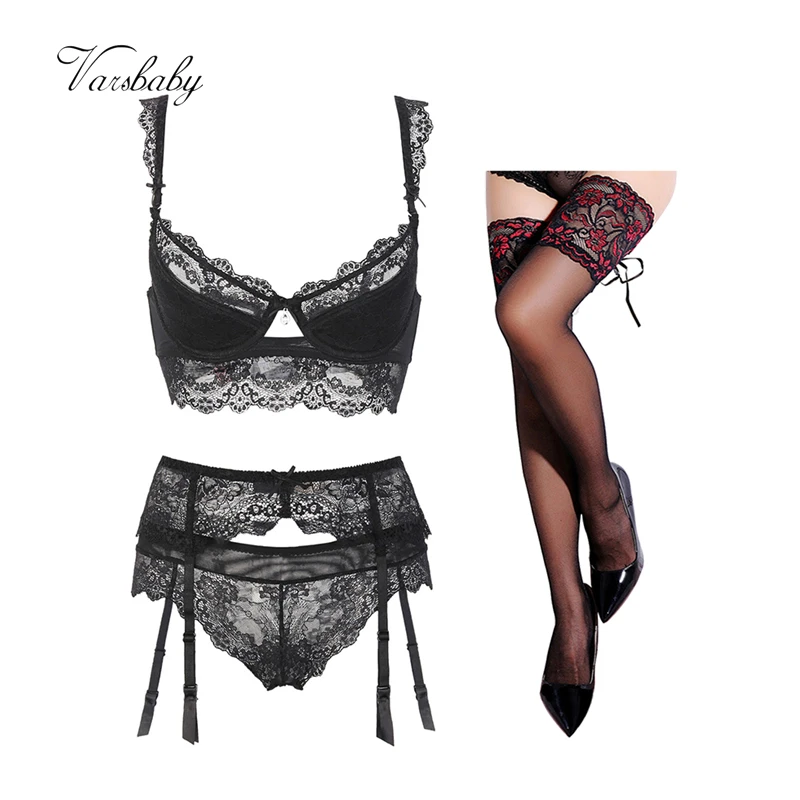 Varsbaby Ladies Sexy Lace Ultra-Thin Push Up Bra Sets 4Pcs Bra+Panties+Garter+Stockings
Varsbaby Ladies Sexy Lace Ultra-Thin Push Up Bra Sets 4Pcs Bra+Panties+Garter+Stockings