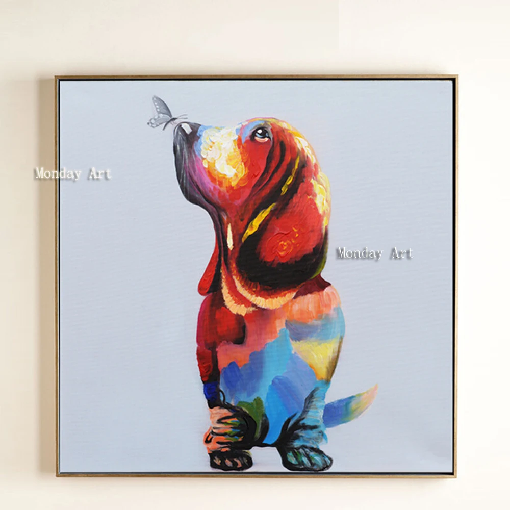 Handmade Acrylic Canvas Oil Painting lovely dog with butterfly picture Modern Abstract Animal painting Wall Art Kid's Room Decor
Handmade Acrylic Canvas Oil Painting lovely dog with butterfly picture Modern Abstract Animal painting Wall Art Kid's Room Decor