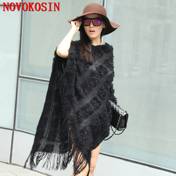 SC25 2018 Lady Knitted Faux Cashmere Coat Striped Poncho Loose Winter Shawl Fashion Tassel Sweater Batwing Sleeve Long Pullovers
SC25 2018 Lady Knitted Faux Cashmere Coat Striped Poncho Loose Winter Shawl Fashion Tassel Sweater Batwing Sleeve Long Pullovers