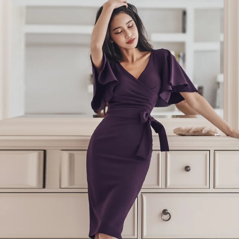 Dresses Summer 2019 Pencil Dress Midi Elegant Womens Clothing V Neck Flunce Lace Up Office Dresses Ladies 2019 DD2103
Dresses Summer 2019 Pencil Dress Midi Elegant Womens Clothing V Neck Flunce Lace Up Office Dresses Ladies 2019 DD2103