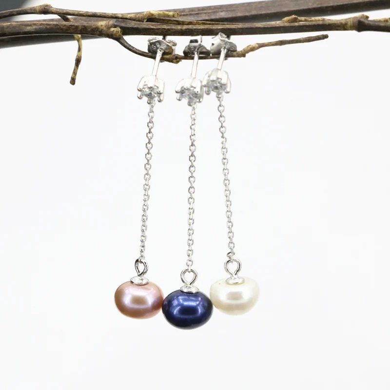Sterling Long Drop Earring For Women 3 Colors Natural Freshwater Pearl 8mm Dangle Earrings 4cm Gifts Jewelry B3442
Sterling Long Drop Earring For Women 3 Colors Natural Freshwater Pearl 8mm Dangle Earrings 4cm Gifts Jewelry B3442