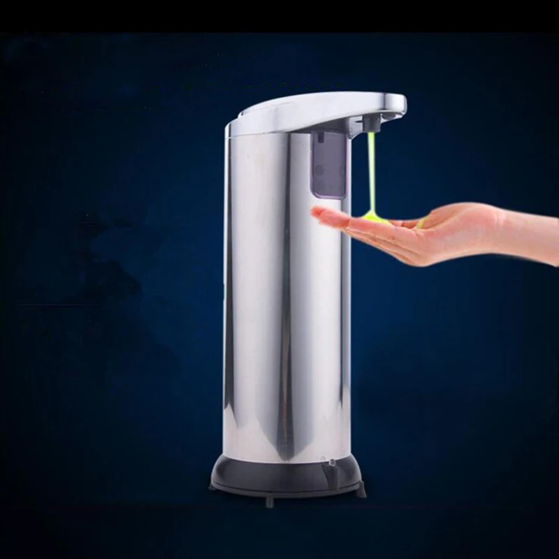 

280ML Stainless Steel IR Sensor Touchless Automatic Liquid Soap Dispenser for Kitchen Bathroom Home Black Quality Drop Shipping